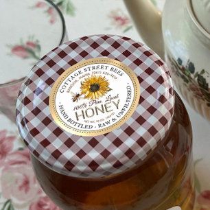 Vintage Bee Miel Étiquette Main Bouteille Raw