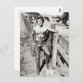 Vintage Beefcake Cowboy Briefkaart (Voorkant / Achterkant)