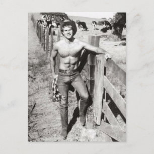 Vintage Beefcake Cowboy Briefkaart