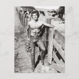 Vintage Beefcake Cowboy Briefkaart