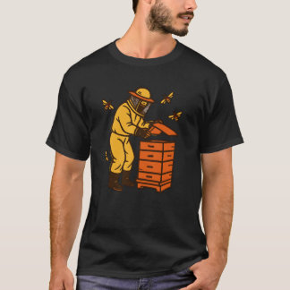 Vintage Beekeeper Art Cotton T-shirt