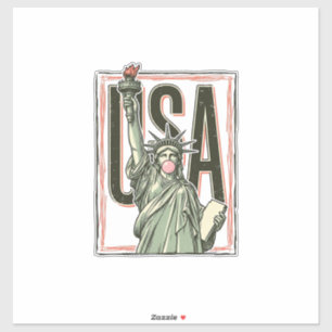 Vintage Beeld Van De Vrijheid Bubblegum Grafische Sticker