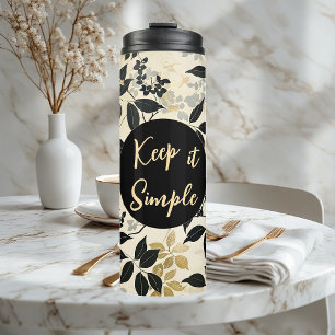 Vintage Beige Botanische Kruiden Bladeren Wilde Bl Thermosbeker