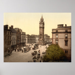 Vintage Belfast, Albert Memorial street scene Poster