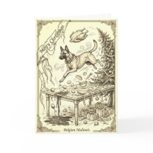 Vintage België Malinois Kerstkaart met Bio