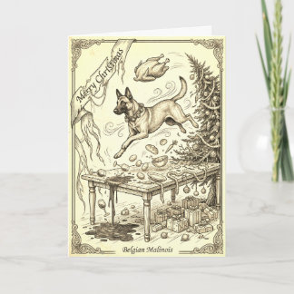 Vintage België Malinois Kerstkaart met Bio Kaart
