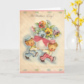 Vintage Bellboys & Pansies Moederdag Kaart (Gele Bloem)