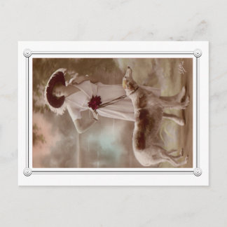 Vintage Belle femme et chien carte postale