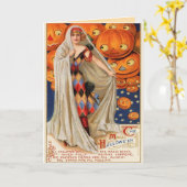 Vintage belle fille Fantôme Carte Halloween (Fleur jaune)