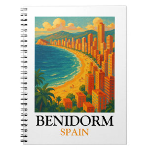 Vintage Benidorm Spanje Zomer Vakantie Notitieboek