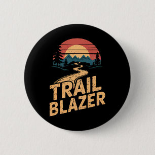 Vintage bergwandelaar trailblazer retro wandelen C Ronde Button 5,7 Cm