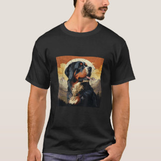 Vintage Bernese Berghond Bedrukte Berg Z T-shirt