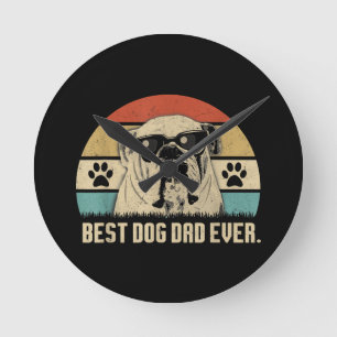 Vintage Best English Bulldog PAPA Ever shirt Vader Ronde Klok