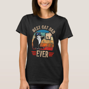 Vintage Beste Kat Vader Ooit Retro Bril Vaderdag T-shirt
