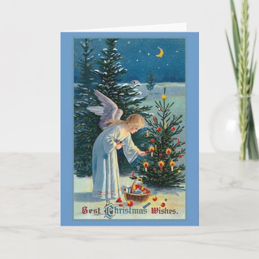 vintage "Beste kerstwensen" Feestdagen Kaart (Voorkant)