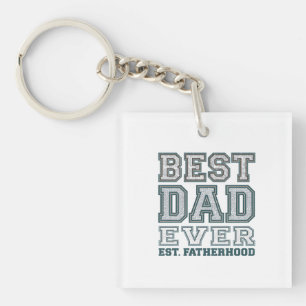 Vintage Beste Papa Ooit Varsity Typografie Ontwerp Sleutelhanger