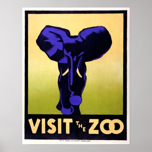 Vintage Bezoek de dierentuin Poster (Voorkant)