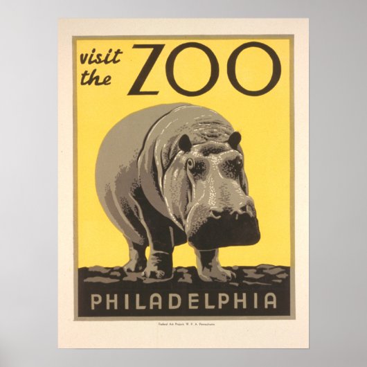 Vintage Bezoek het Poster Zoo - Philadelphia (Voorkant)