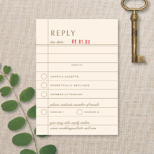 Vintage Bibliotheek Checkout Neutraal Huwelijksant RSVP Kaartje