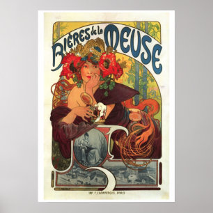 Vintage Bieres de la Meuse, Alphonse Mucha Poster