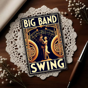 Vintage Big Band Swing Dance Poster Briefkaart