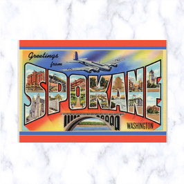 Vintage Big Letter Spokane Washington Briefkaart