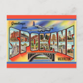 Vintage Big Letter Spokane Washington Briefkaart (Voorkant)