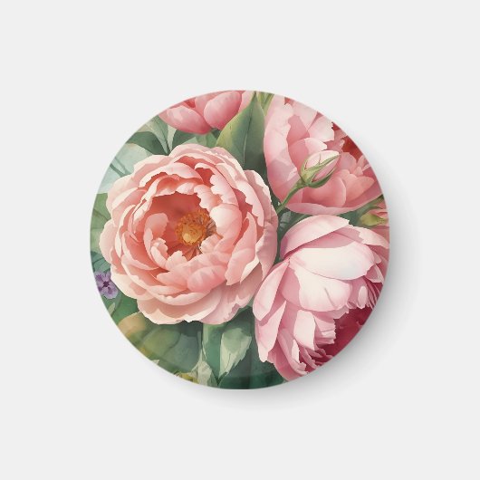 Vintage Big Pink Flowers Magneet (Voorkant)