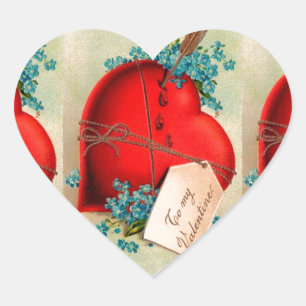 Vintage Big Red Bleeding Heart Valentijn Briefkaar Hart Sticker