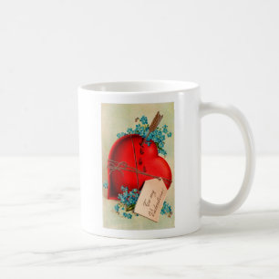 Vintage Big Red Bleeding Heart Valentijn Briefkaar Koffiemok
