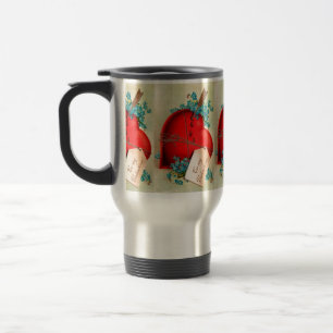 Vintage Big Red Bleeding Heart Valentijn Briefkaar Reisbeker