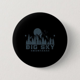 Vintage Big Sky Montana Mt Ski Berg Outdoor Va Ronde Button 5,7 Cm