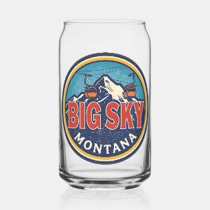 Vintage BIG SKY Montana Ski resort Bozeman berg Blikvorm Glas
