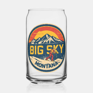Vintage BIG SKY Montana Ski-resort Bozeman berg Blikvorm Glas