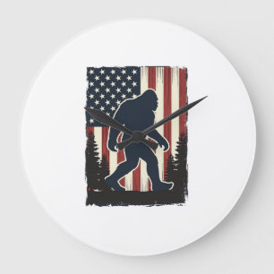 Vintage Bigfoot Amerikaanse Vlag Bos Vector Design Grote Klok