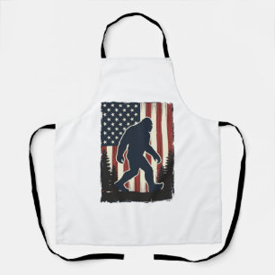 Vintage Bigfoot Amerikaanse Vlag Bos Vector Design Schort