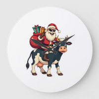 Vintage Bigfoot Kerstman Cow Riding Kerst Grappig
