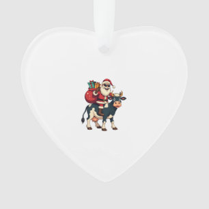 Vintage Bigfoot Santa à cheval sur une vache Noël 