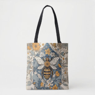 Vintage Bij en Wilde Bloemen Draagtas