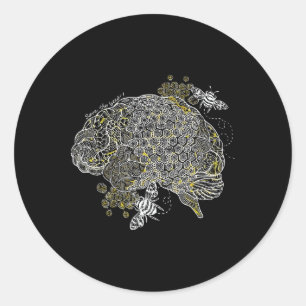 Vintage Bijen Anatomisch Brein Neuro Verpleegster  Ronde Sticker