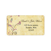 vintage, bijtende botanische florale fuchsie etiket (Voorkant)