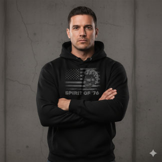 Vintage Biker USA Flag Helmet Skull Hoodie