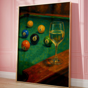 Vintage Biljart Muur Kunst Pooltafel Poster