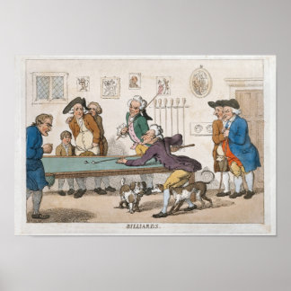 Vintage Billards print Poster voor vroege karikatu