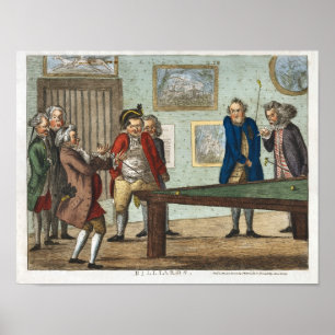 Vintage Billards print Poster voor vroege karikatu