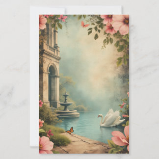 Vintage binnenplaats scrapbookpapier en briefpapie briefpapier