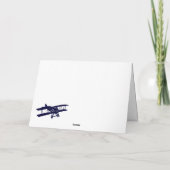 Vintage Biplane Aviateur Mariage bleu Merci (Dos)