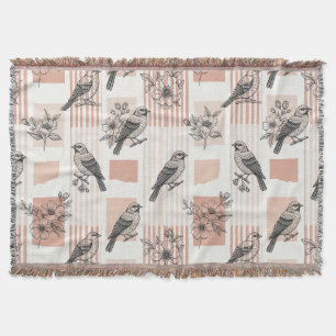 Vintage Bird Blossom Toile Streep (11) Deken