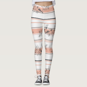 Vintage Bird Blossom Toile Streep (12) Leggings