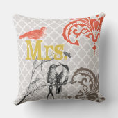 Vintage Bird Brides Coussin Monogram Carreau Motif (Verso)